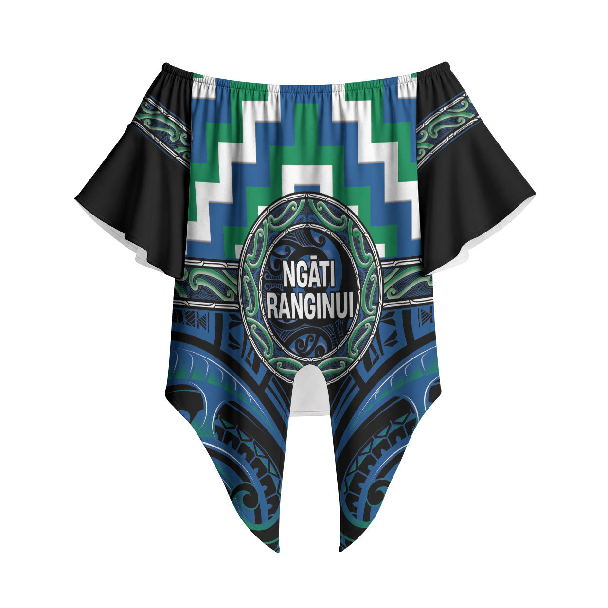 Aotearoa Ngati Ranginui Personalised Off Shoulder Wrap Waist Top Maori Iwi Poutama Puhoro Tattoo