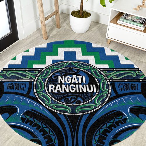Aotearoa Ngati Ranginui Round Carpet Maori Iwi Poutama Puhoro Tattoo