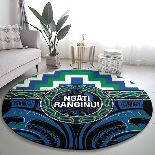 Aotearoa Ngati Ranginui Round Carpet Maori Iwi Poutama Puhoro Tattoo