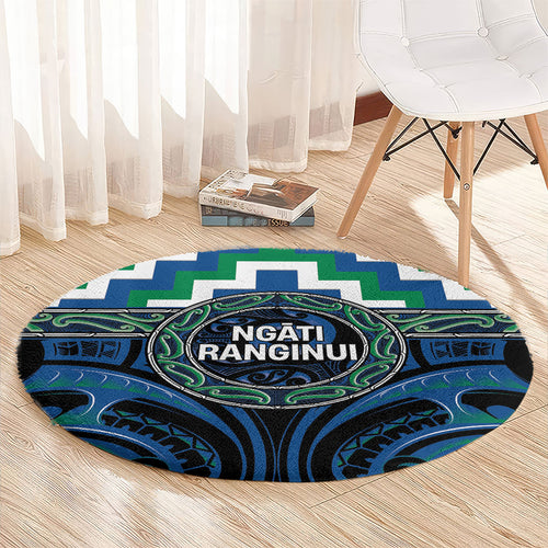 Aotearoa Ngati Ranginui Round Carpet Maori Iwi Poutama Puhoro Tattoo