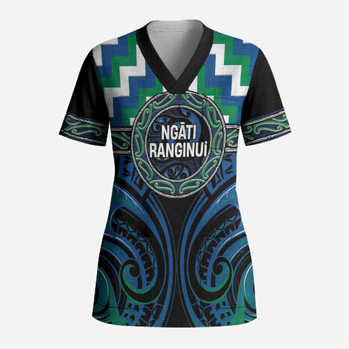 Aotearoa Ngati Ranginui Personalised Scrub Top Maori Iwi Poutama Puhoro Tattoo