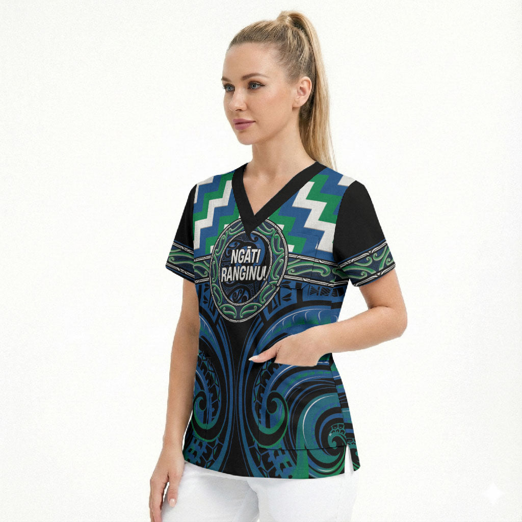 Aotearoa Ngati Ranginui Personalised Scrub Top Maori Iwi Poutama Puhoro Tattoo