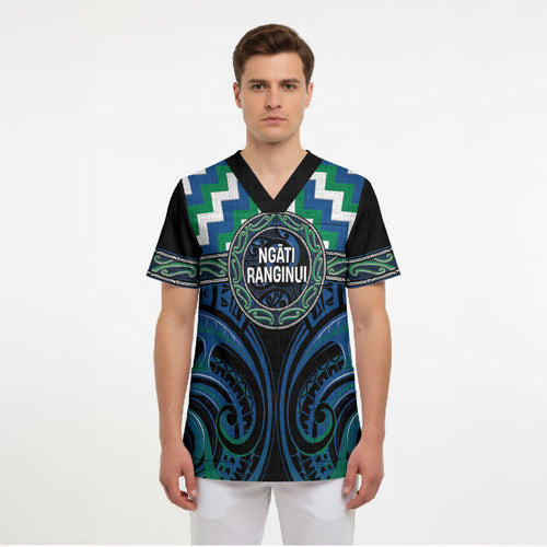 Aotearoa Ngati Ranginui Personalised Scrub Top Maori Iwi Poutama Puhoro Tattoo