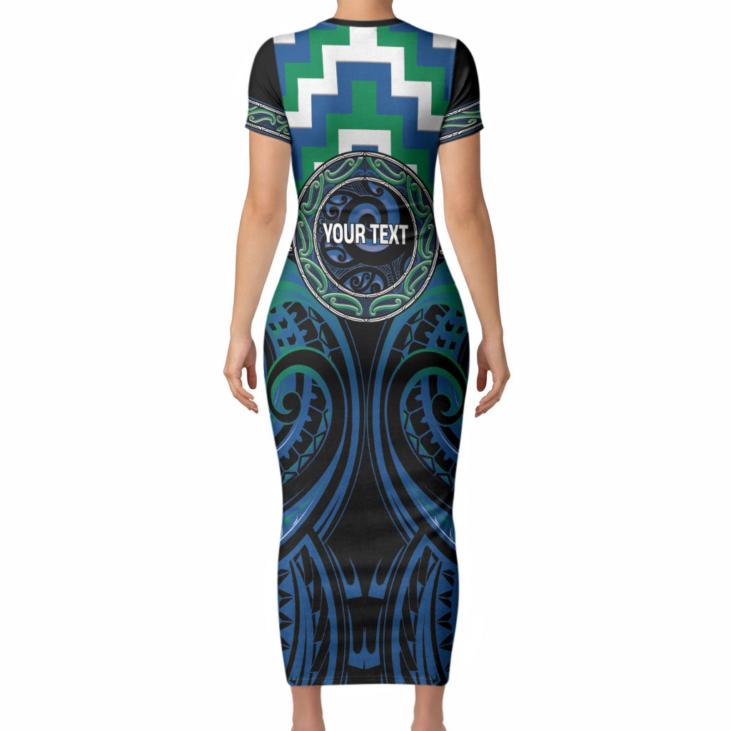 Aotearoa Ngati Ranginui Personalised Short Sleeve Bodycon Dress Maori Iwi Poutama Puhoro Tattoo