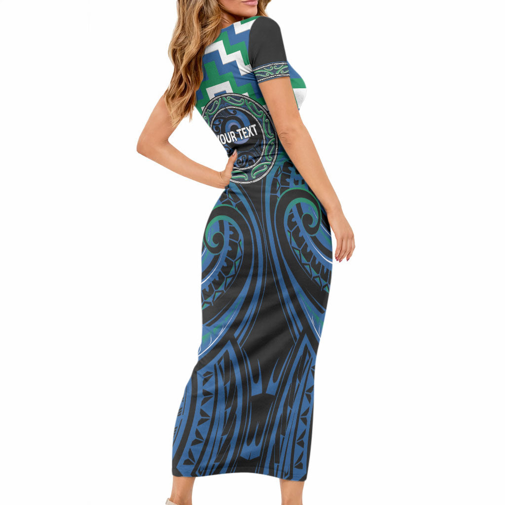 Aotearoa Ngati Ranginui Personalised Short Sleeve Bodycon Dress Maori Iwi Poutama Puhoro Tattoo