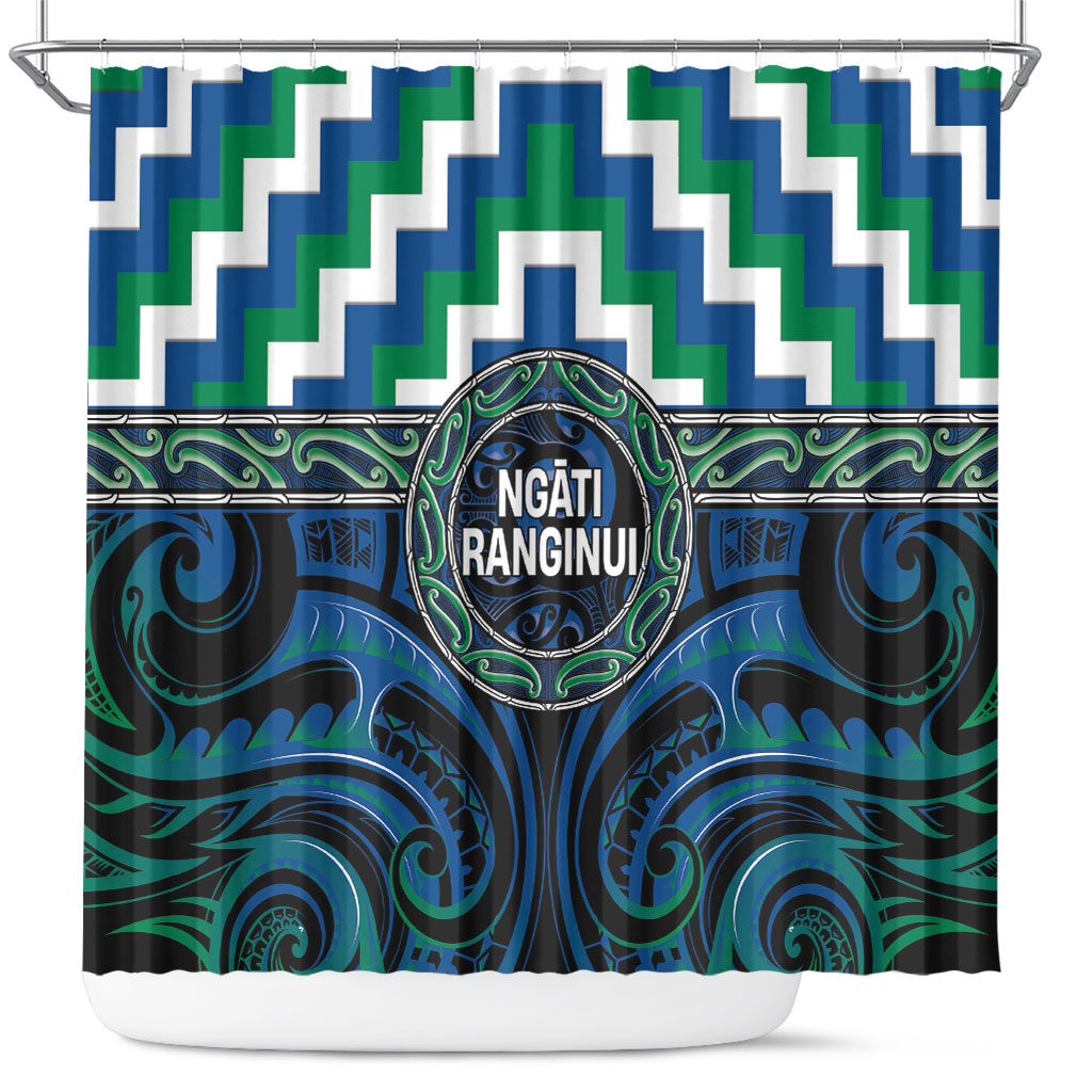Aotearoa Ngati Ranginui Shower Curtain Maori Iwi Poutama Puhoro Tattoo