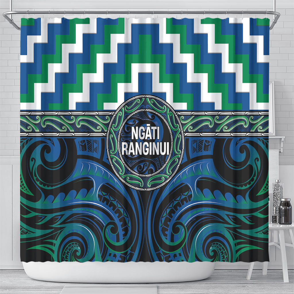 Aotearoa Ngati Ranginui Shower Curtain Maori Iwi Poutama Puhoro Tattoo