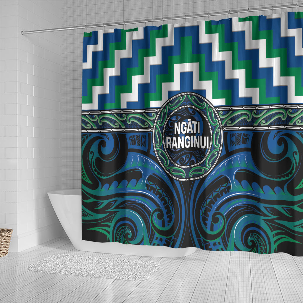 Aotearoa Ngati Ranginui Shower Curtain Maori Iwi Poutama Puhoro Tattoo