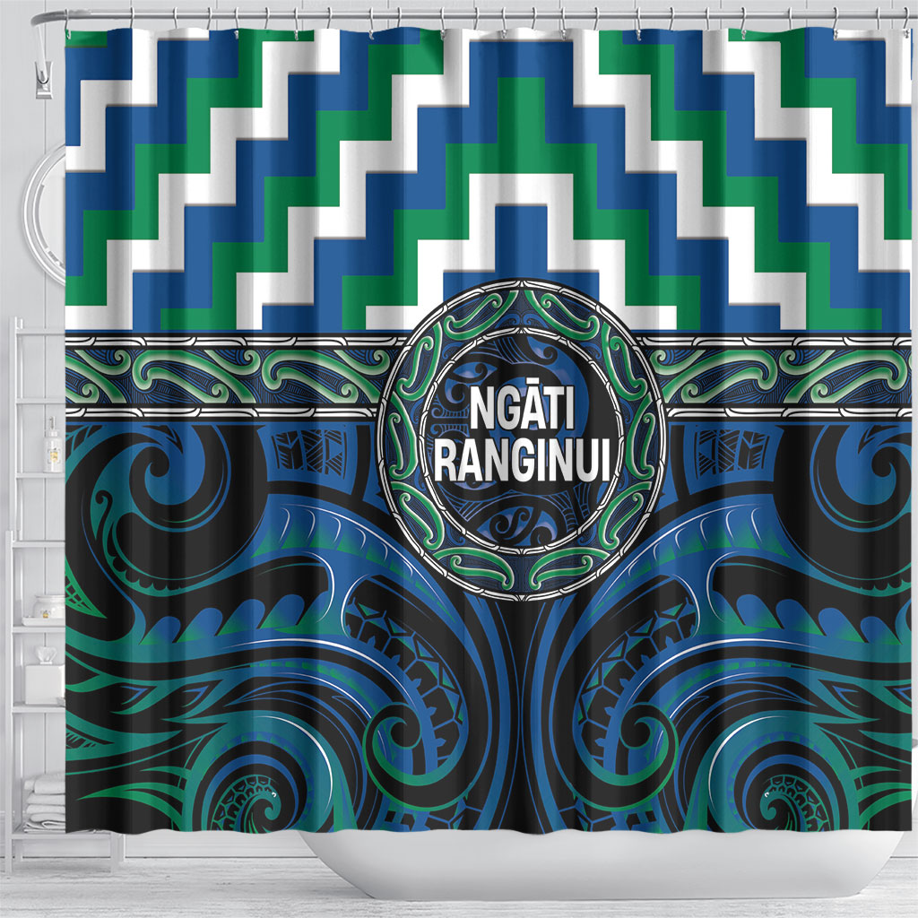 Aotearoa Ngati Ranginui Shower Curtain Maori Iwi Poutama Puhoro Tattoo