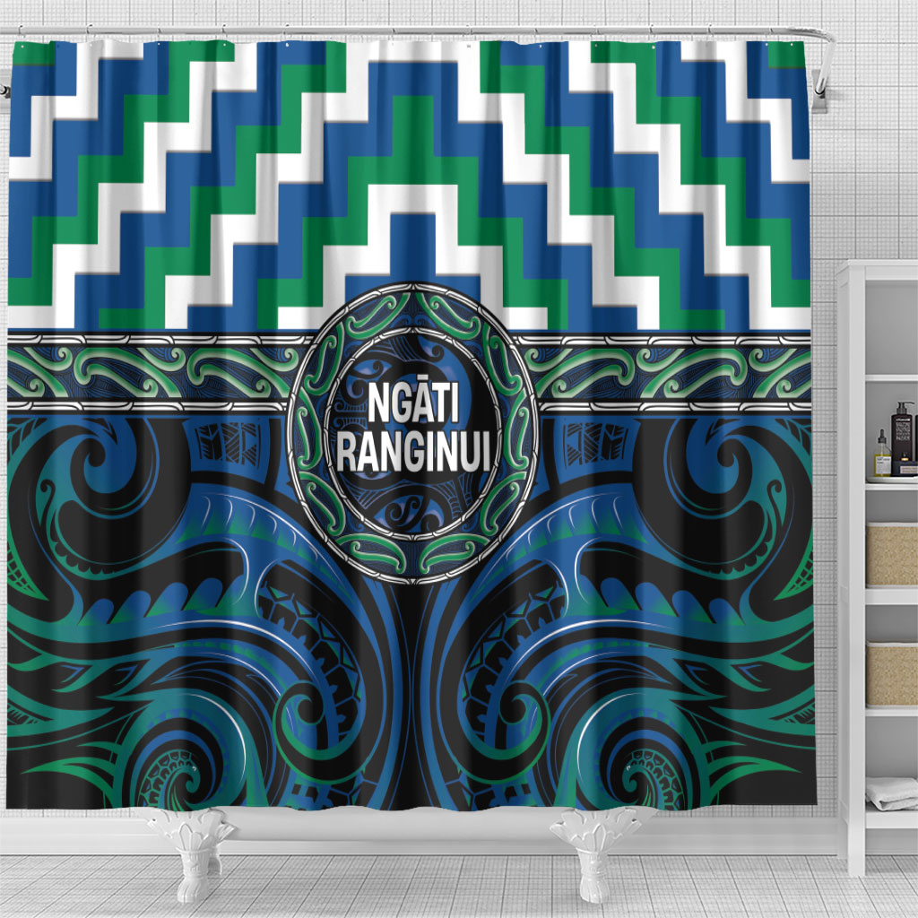 Aotearoa Ngati Ranginui Shower Curtain Maori Iwi Poutama Puhoro Tattoo