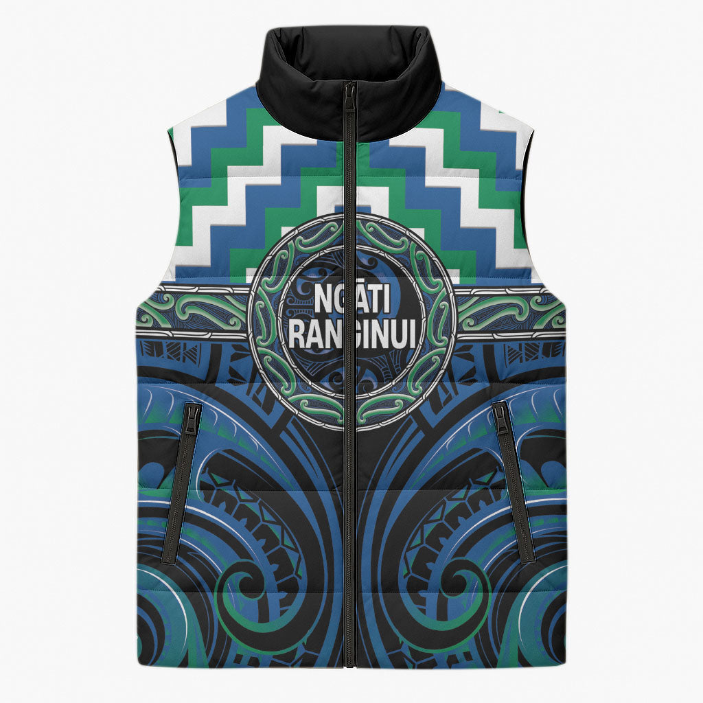 Aotearoa Ngati Ranginui Personalised Sleeveless Puffer Jacket Maori Iwi Poutama Puhoro Tattoo