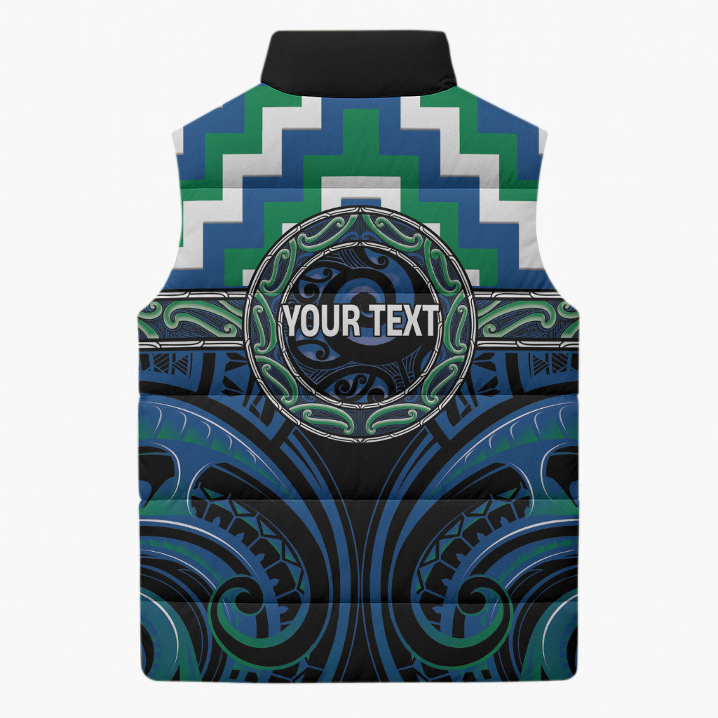 Aotearoa Ngati Ranginui Personalised Sleeveless Puffer Jacket Maori Iwi Poutama Puhoro Tattoo