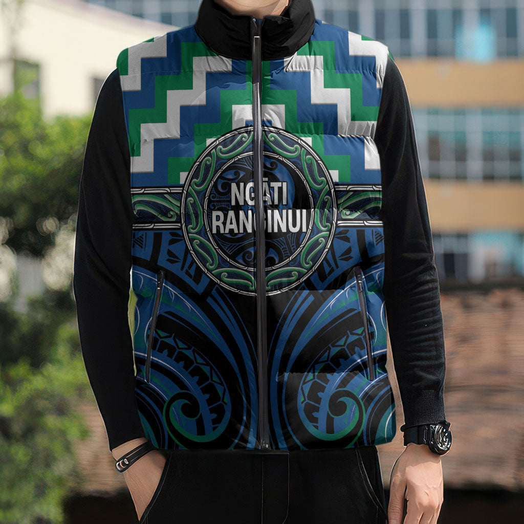Aotearoa Ngati Ranginui Personalised Sleeveless Puffer Jacket Maori Iwi Poutama Puhoro Tattoo