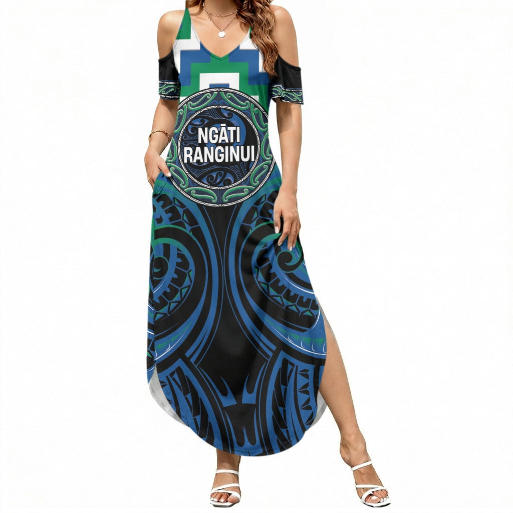 Aotearoa Ngati Ranginui Personalised Summer Maxi Dress Maori Iwi Poutama Puhoro Tattoo