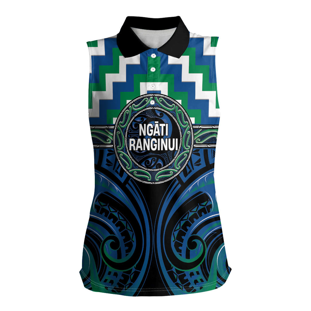 Aotearoa Ngati Ranginui Personalised Women Sleeveless Polo Shirt Maori Iwi Poutama Puhoro Tattoo