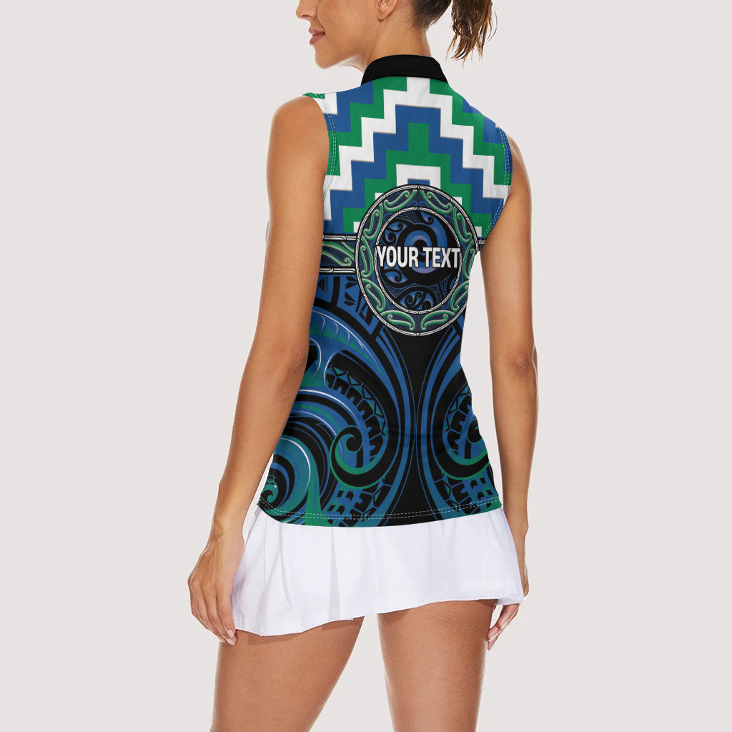 Aotearoa Ngati Ranginui Personalised Women Sleeveless Polo Shirt Maori Iwi Poutama Puhoro Tattoo