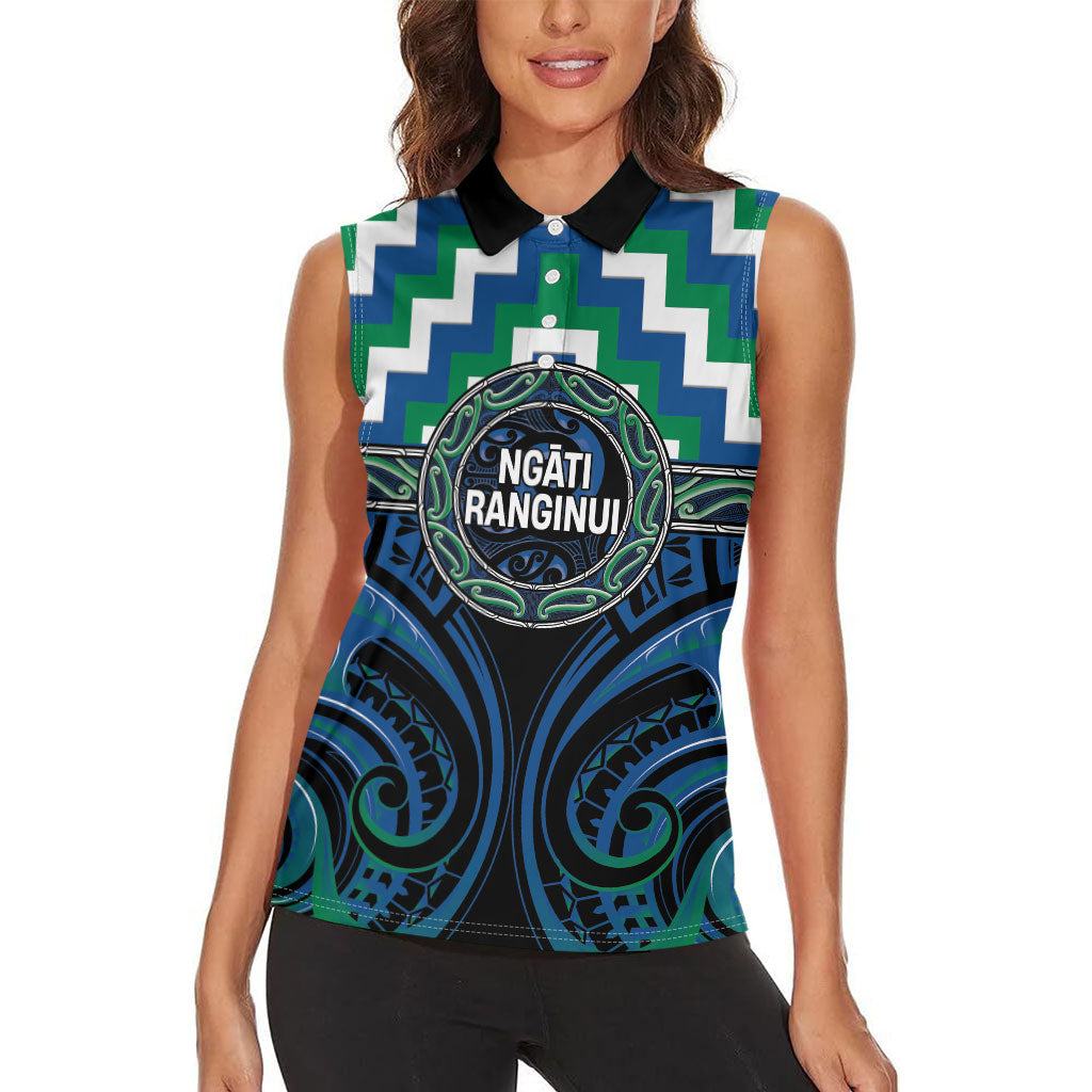 Aotearoa Ngati Ranginui Personalised Women Sleeveless Polo Shirt Maori Iwi Poutama Puhoro Tattoo
