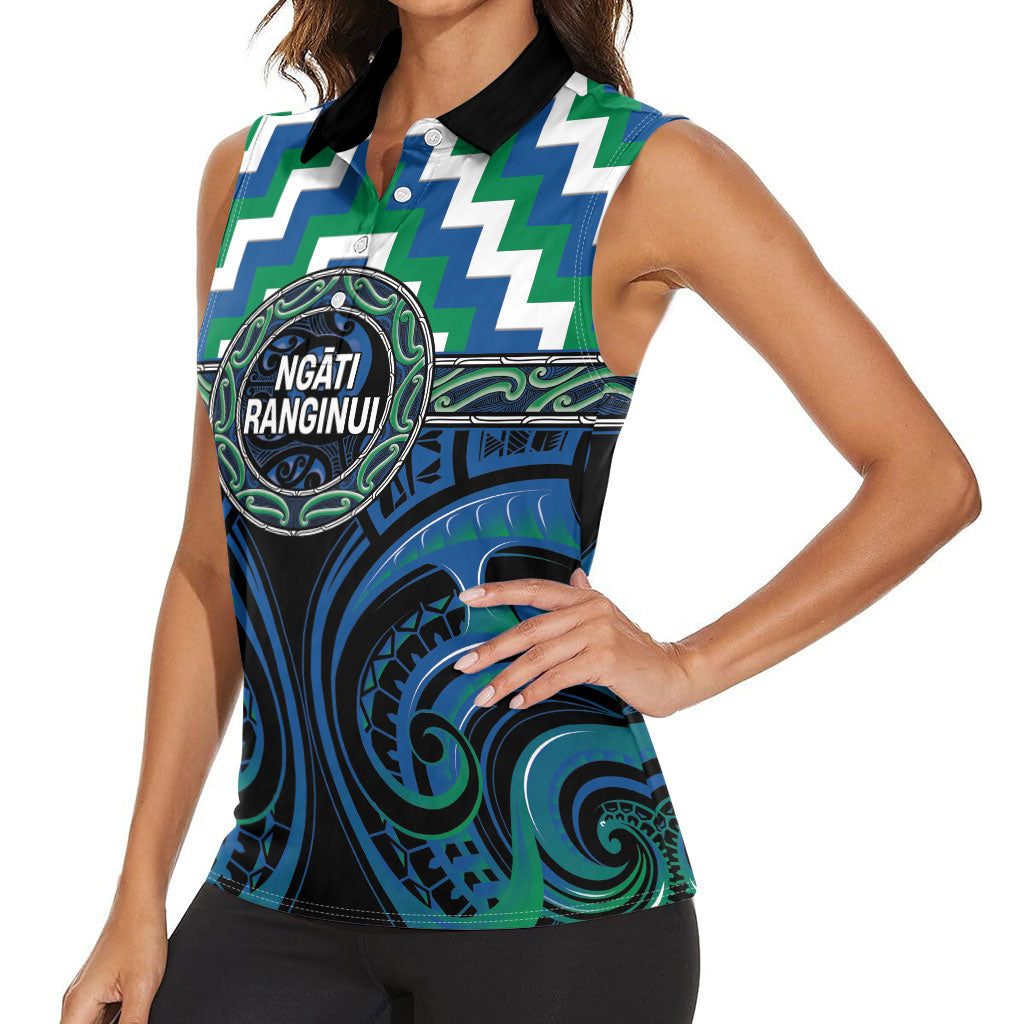 Aotearoa Ngati Ranginui Personalised Women Sleeveless Polo Shirt Maori Iwi Poutama Puhoro Tattoo