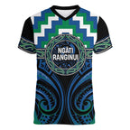 Aotearoa Ngati Ranginui Personalised Women V-Neck T-Shirt Maori Iwi Poutama Puhoro Tattoo