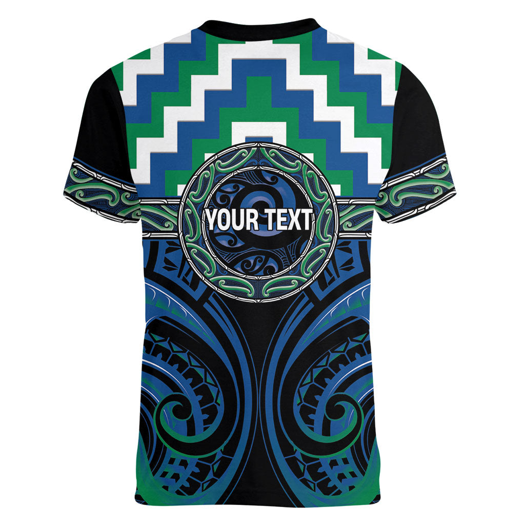Aotearoa Ngati Ranginui Personalised Women V-Neck T-Shirt Maori Iwi Poutama Puhoro Tattoo