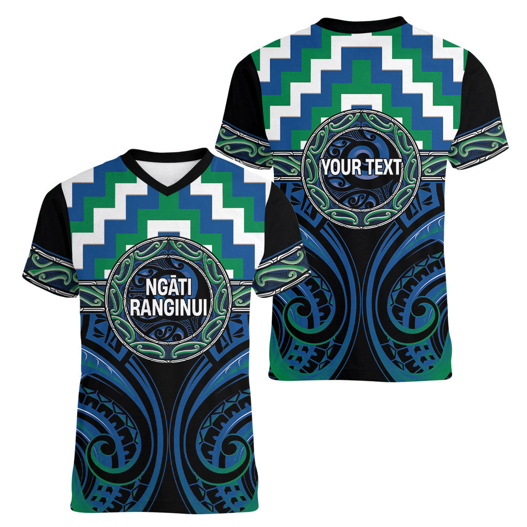 Aotearoa Ngati Ranginui Personalised Women V-Neck T-Shirt Maori Iwi Poutama Puhoro Tattoo