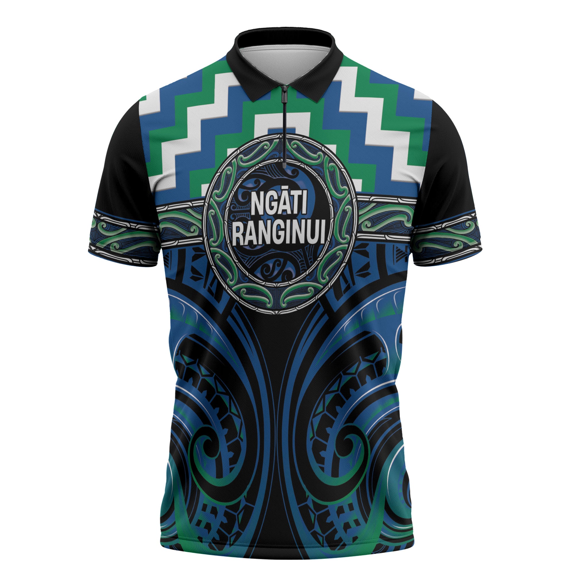 Aotearoa Ngati Ranginui Personalised Zipper Polo Shirt Maori Iwi Poutama Puhoro Tattoo