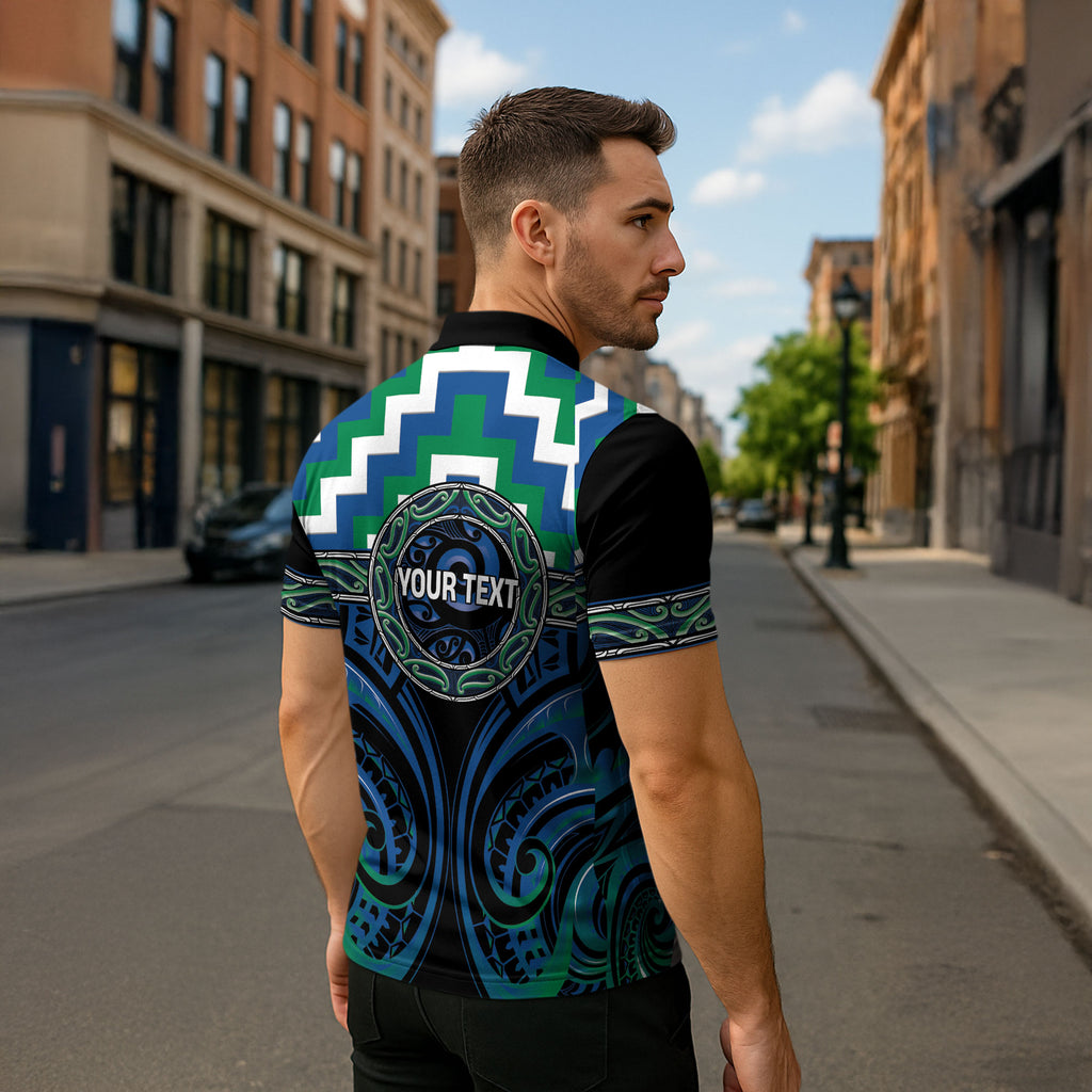 Aotearoa Ngati Ranginui Personalised Zipper Polo Shirt Maori Iwi Poutama Puhoro Tattoo