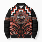 Aotearoa Tapuika Personalised Bomber Puffer Jacket Maori Iwi Poutama Puhoro Tattoo