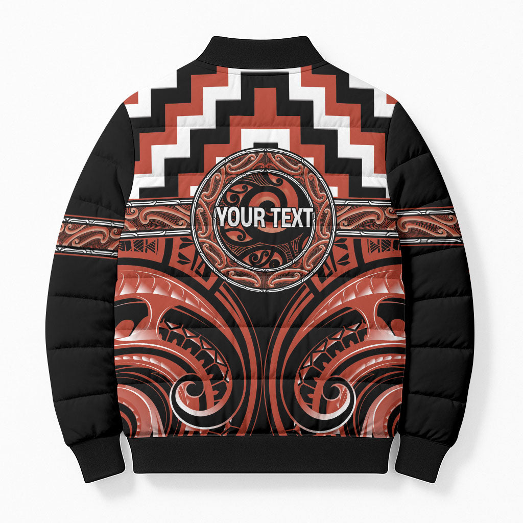 Aotearoa Tapuika Personalised Bomber Puffer Jacket Maori Iwi Poutama Puhoro Tattoo