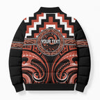 Aotearoa Tapuika Personalised Bomber Puffer Jacket Maori Iwi Poutama Puhoro Tattoo