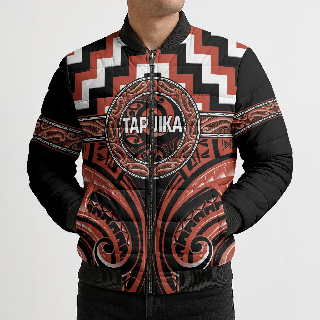 Aotearoa Tapuika Personalised Bomber Puffer Jacket Maori Iwi Poutama Puhoro Tattoo