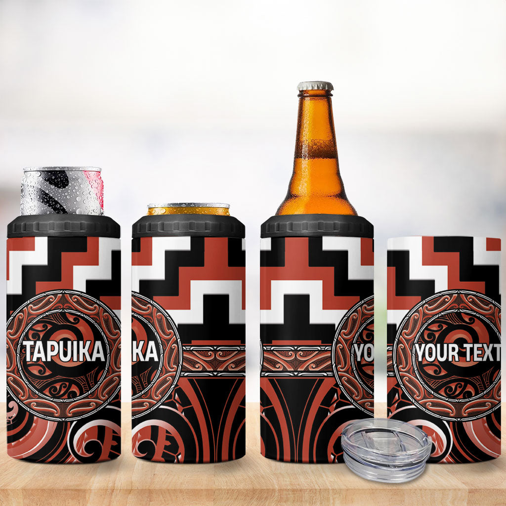 Aotearoa Tapuika Personalised 4 in 1 Can Cooler Tumbler Maori Iwi Poutama Puhoro Tattoo