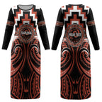 Aotearoa Tapuika Personalised Couples Matching Long Sleeve Bodycon Dress and Hawaiian Shirt Maori Iwi Poutama Puhoro Tattoo
