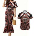 Aotearoa Tapuika Personalised Couples Matching Mermaid Dress and Hawaiian Shirt Maori Iwi Poutama Puhoro Tattoo