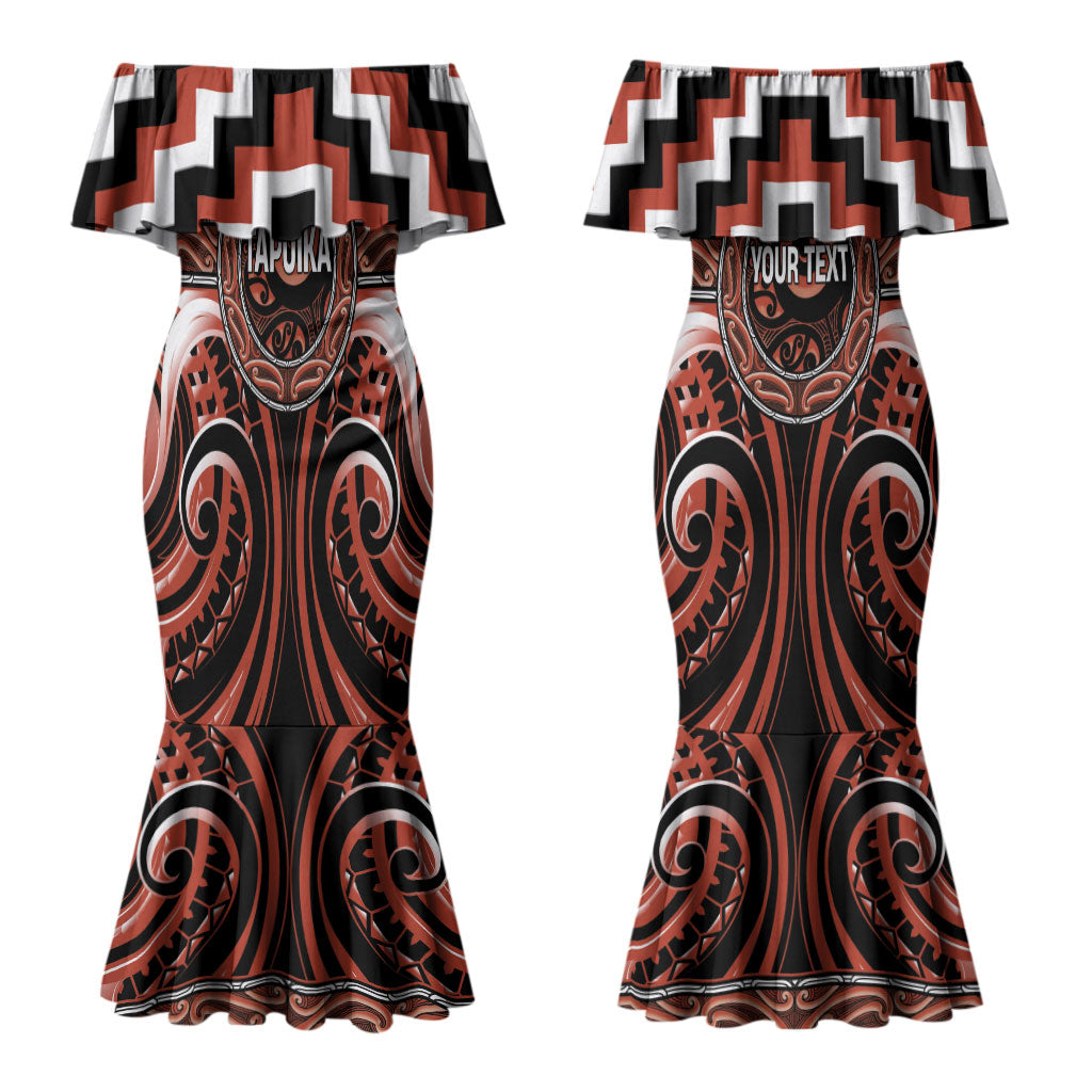 Aotearoa Tapuika Personalised Couples Matching Mermaid Dress and Hawaiian Shirt Maori Iwi Poutama Puhoro Tattoo