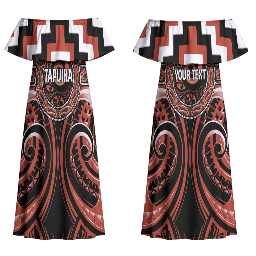 Aotearoa Tapuika Personalised Couples Matching Off Shoulder Maxi Dress and Hawaiian Shirt Maori Iwi Poutama Puhoro Tattoo
