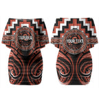 Aotearoa Tapuika Personalised Couples Matching Off Shoulder Short Dress and Hawaiian Shirt Maori Iwi Poutama Puhoro Tattoo
