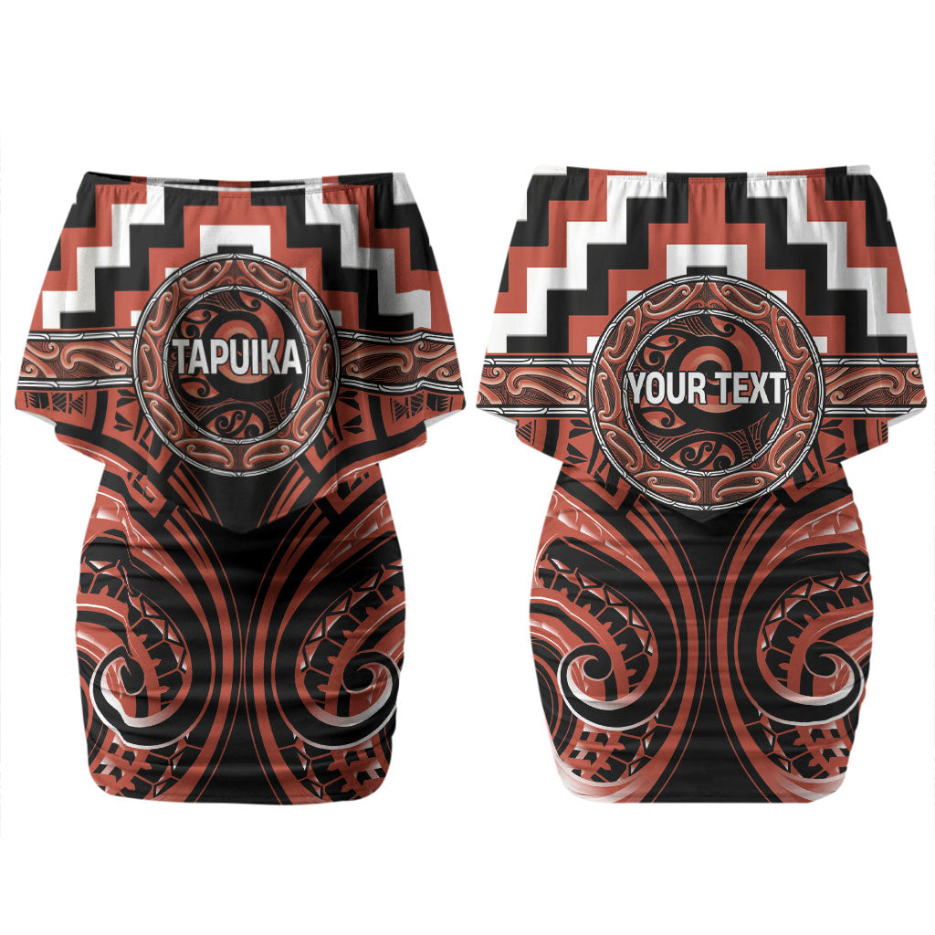 Aotearoa Tapuika Personalised Couples Matching Off Shoulder Short Dress and Long Sleeve Button Shirt Maori Iwi Poutama Puhoro Tattoo