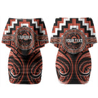 Aotearoa Tapuika Personalised Couples Matching Off Shoulder Short Dress and Long Sleeve Button Shirt Maori Iwi Poutama Puhoro Tattoo