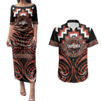 Aotearoa Tapuika Personalised Couples Matching Puletasi and Hawaiian Shirt Maori Iwi Poutama Puhoro Tattoo