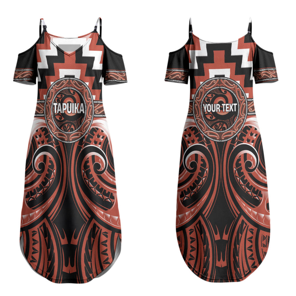Aotearoa Tapuika Personalised Couples Matching Summer Maxi Dress and Long Sleeve Button Shirt Maori Iwi Poutama Puhoro Tattoo