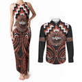 Aotearoa Tapuika Personalised Couples Matching Tank Maxi Dress and Long Sleeve Button Shirt Maori Iwi Poutama Puhoro Tattoo