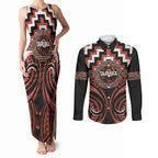 Aotearoa Tapuika Personalised Couples Matching Tank Maxi Dress and Long Sleeve Button Shirt Maori Iwi Poutama Puhoro Tattoo