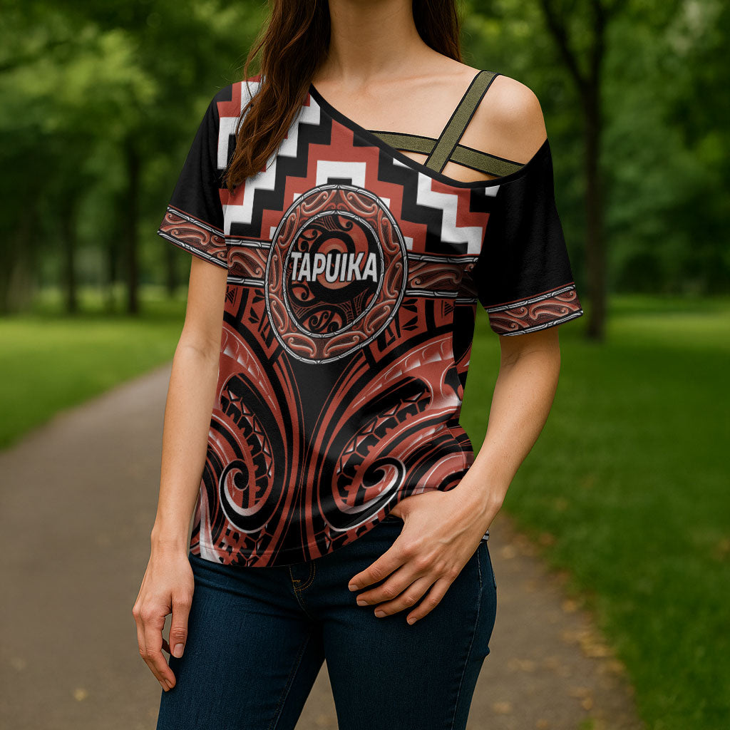 Aotearoa Tapuika Personalised Cross Shoulder Shirt Maori Iwi Poutama Puhoro Tattoo