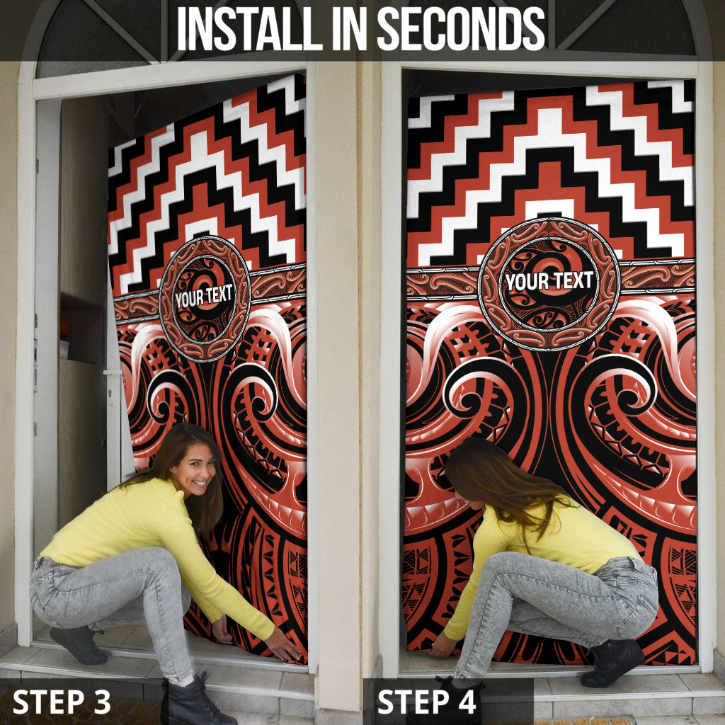 Aotearoa Tapuika Personalised Door Cover Maori Iwi Poutama Puhoro Tattoo
