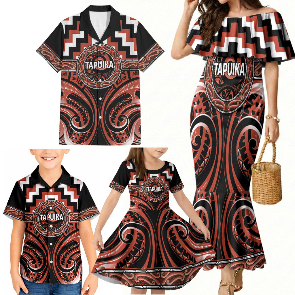 Aotearoa Tapuika Personalised Family Matching Mermaid Dress and Hawaiian Shirt Maori Iwi Poutama Puhoro Tattoo