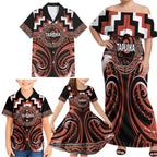 Aotearoa Tapuika Personalised Family Matching Off Shoulder Maxi Dress and Hawaiian Shirt Maori Iwi Poutama Puhoro Tattoo