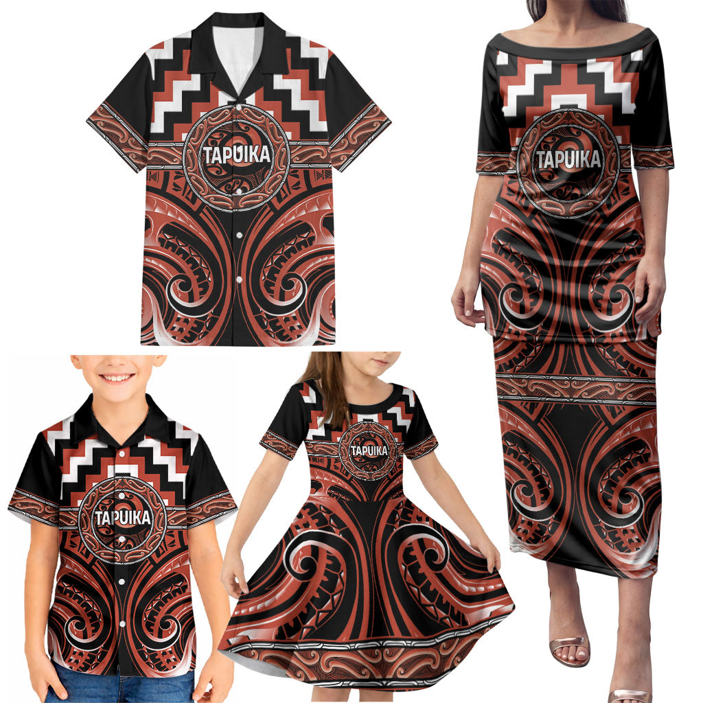 Aotearoa Tapuika Personalised Family Matching Puletasi and Hawaiian Shirt Maori Iwi Poutama Puhoro Tattoo