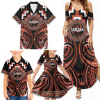 Aotearoa Tapuika Personalised Family Matching Summer Maxi Dress and Hawaiian Shirt Maori Iwi Poutama Puhoro Tattoo