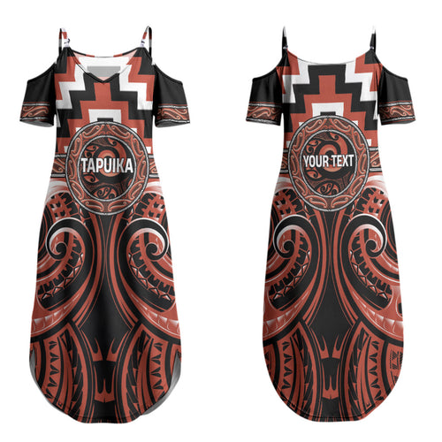 Aotearoa Tapuika Personalised Family Matching Summer Maxi Dress and Hawaiian Shirt Maori Iwi Poutama Puhoro Tattoo